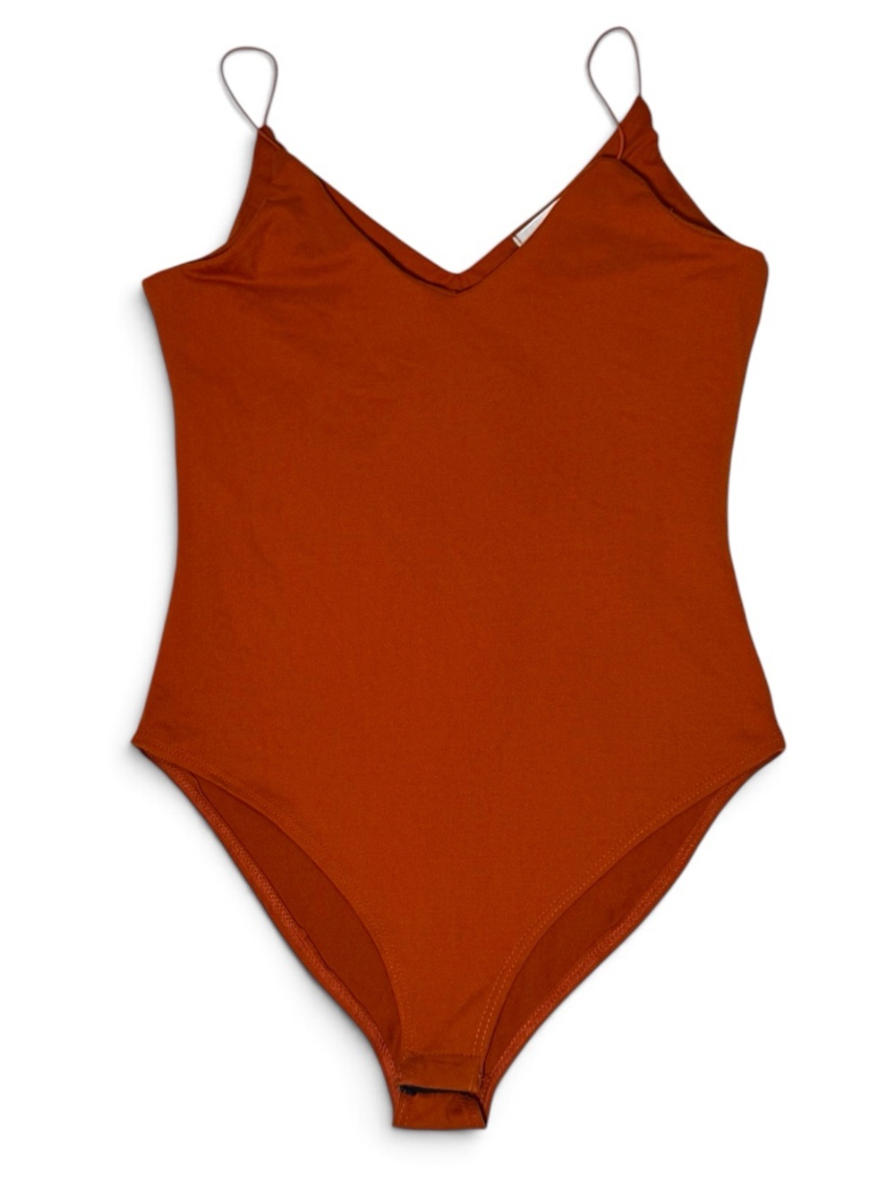 Gaze Rust Orange V-Neck Bodysuit - Small